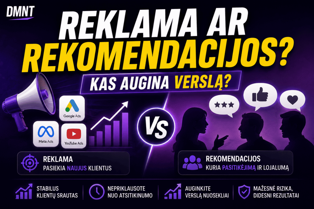 Reklama ar rekomendacijos verslui ir klientų srauto augimas
