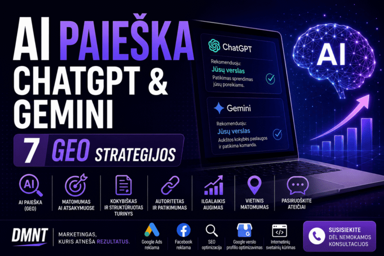 AI paieška (GEO): kaip atsirasti ChatGPT ir Gemini atsakymuose