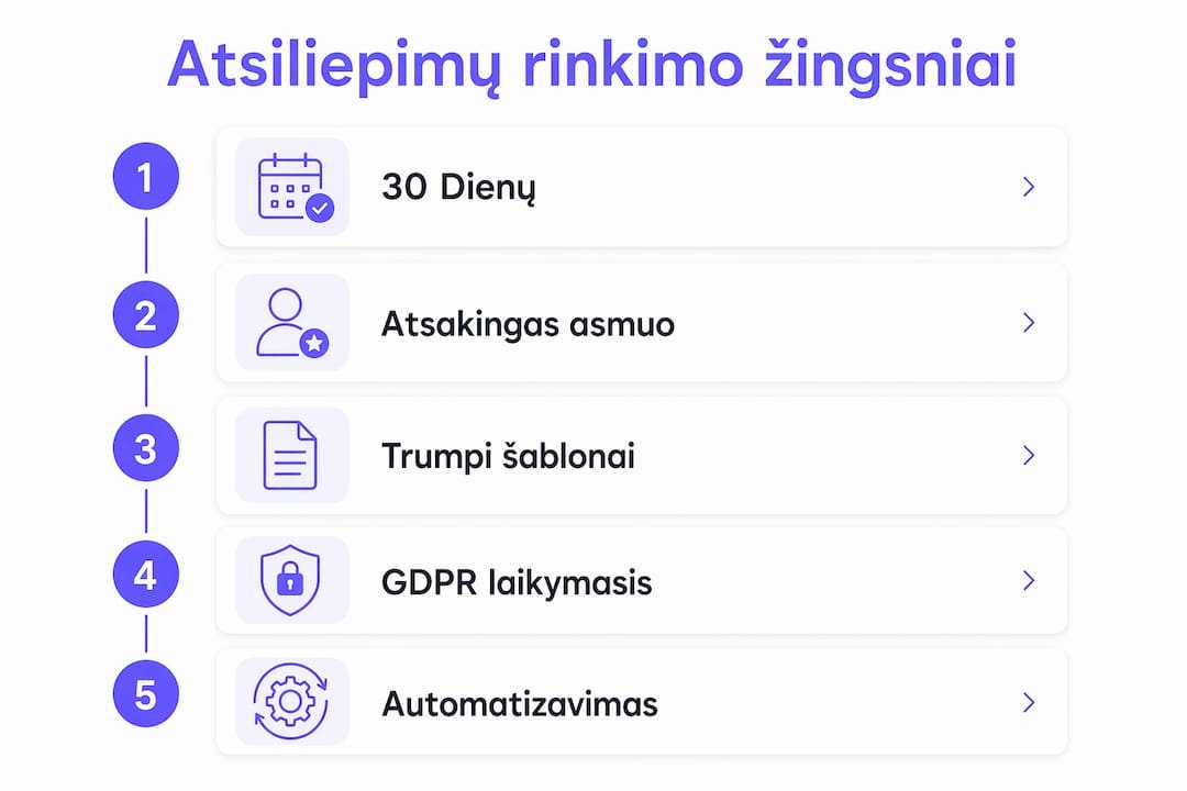 Vizualiai pateiktas NT projektų atsiliepimų surinkimo proceso apžvalga