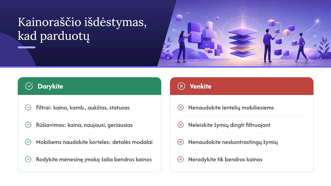 Kaip išdėstyti kainoraštį, kad jis parduotų? — overview diagram