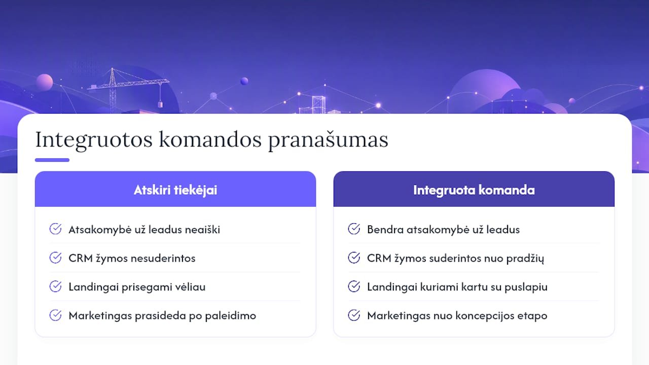 DMNT perspektyva: kodėl integruota komanda parduoda greičiau — overview diagram