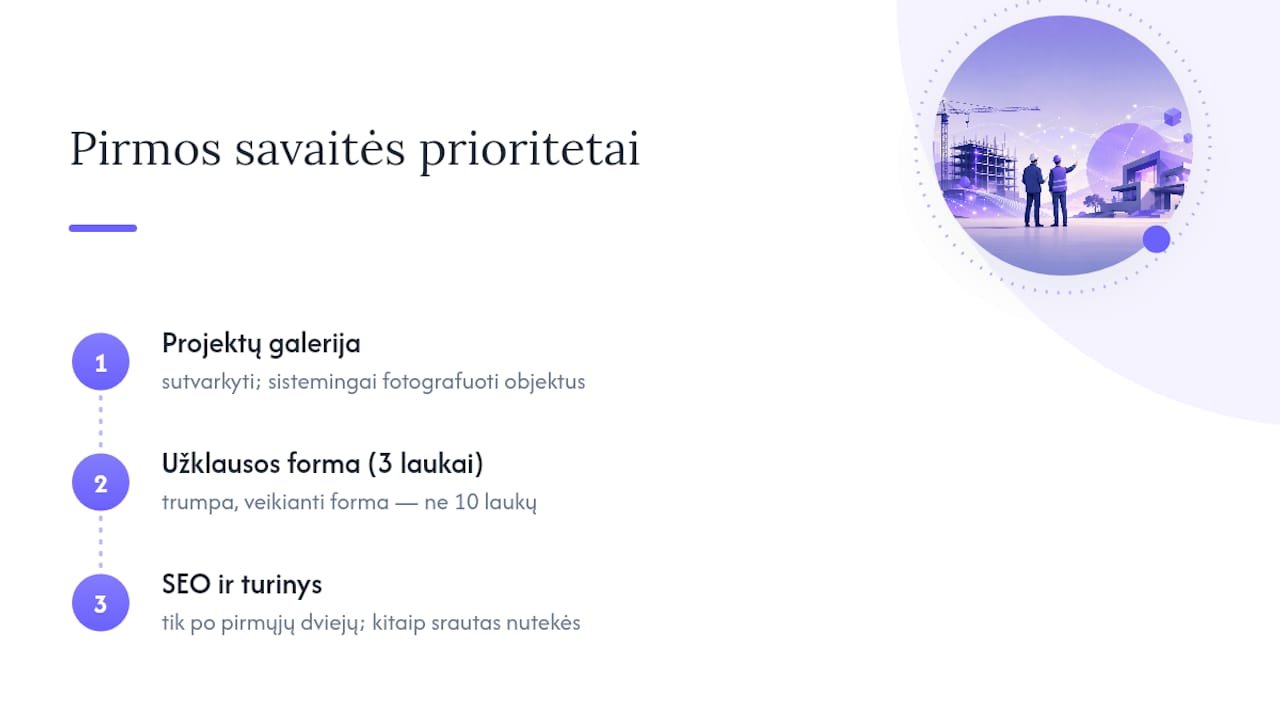 Trys svarbiausios statybų svetainės tobulinimo kryptys
