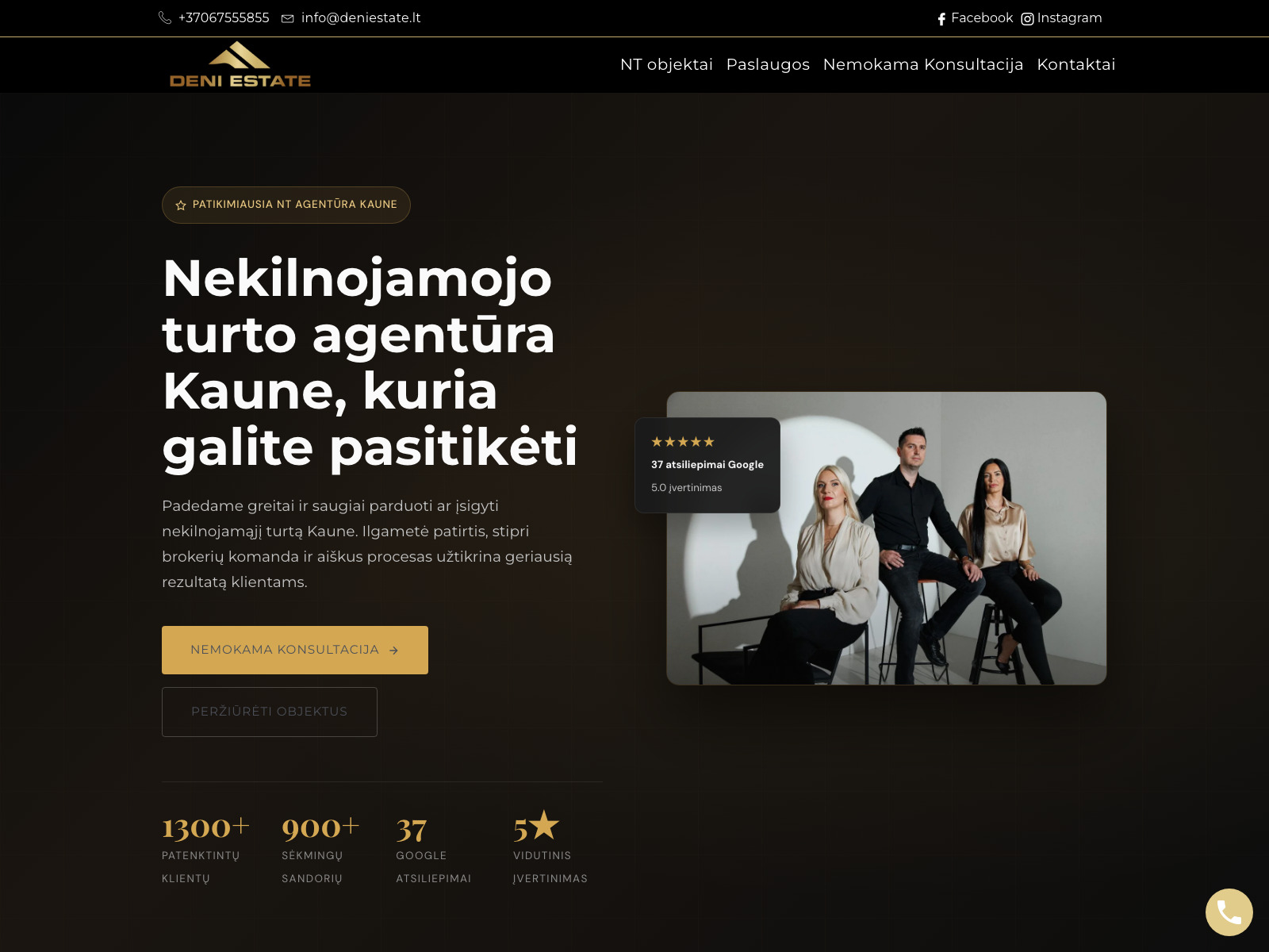 Deni Estate nekilnojamojo turto agentūros Kaune svetainė