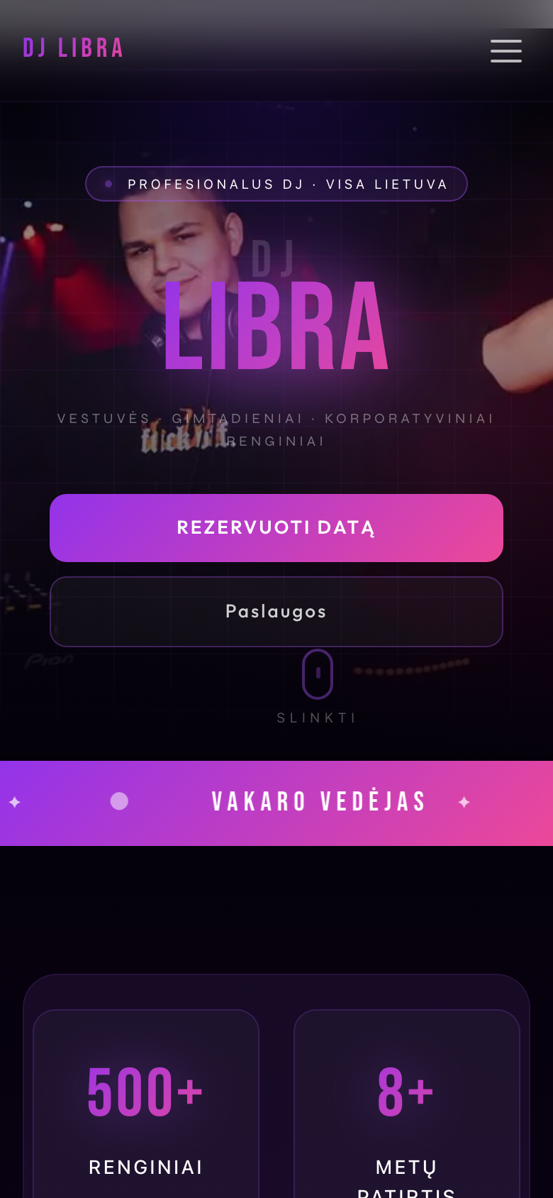 DJ LIBRA svetainė telefono ekrane