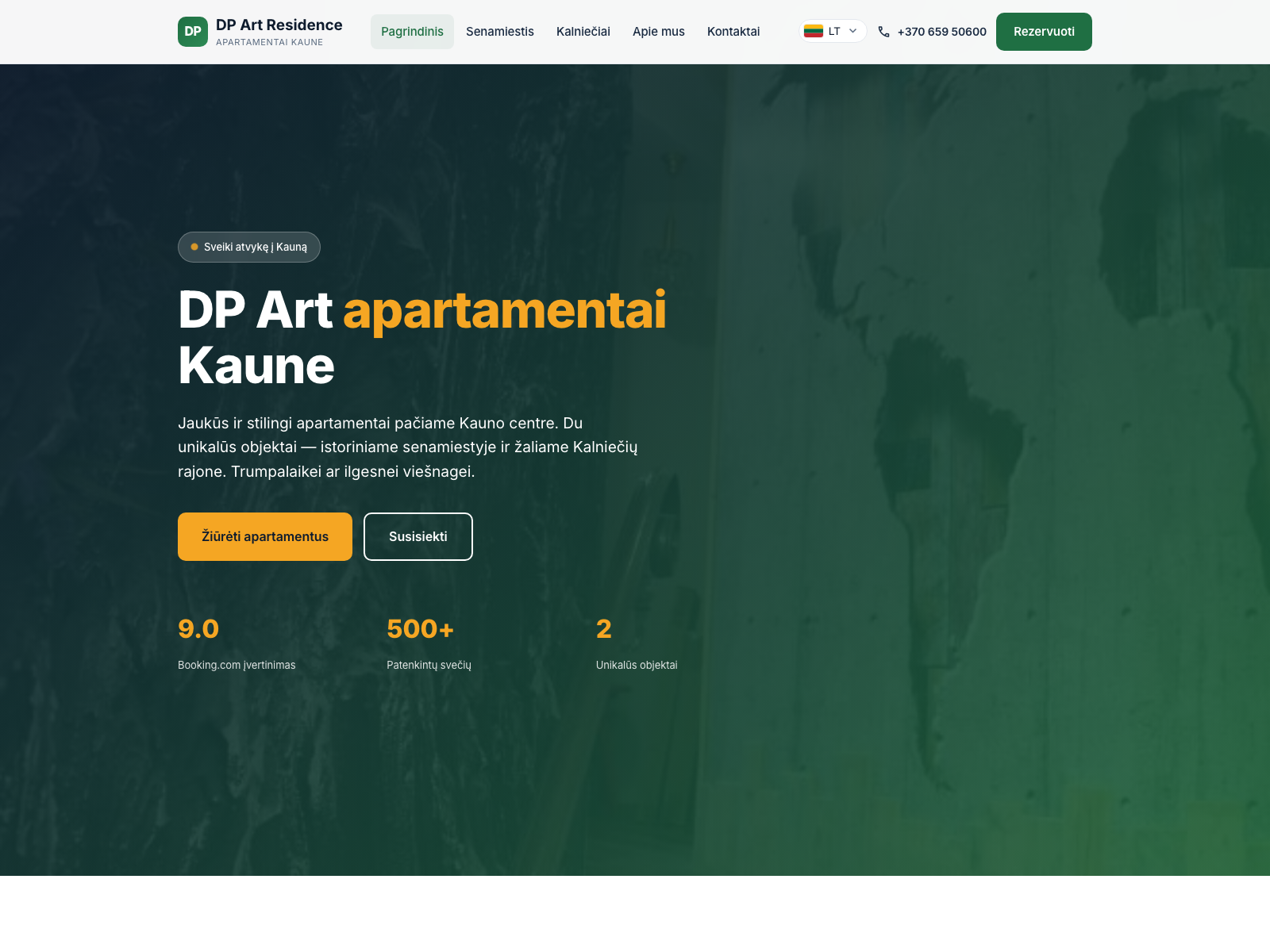 DP Art Residence trumpalaikės nuomos apartamentų Kaune svetainė
