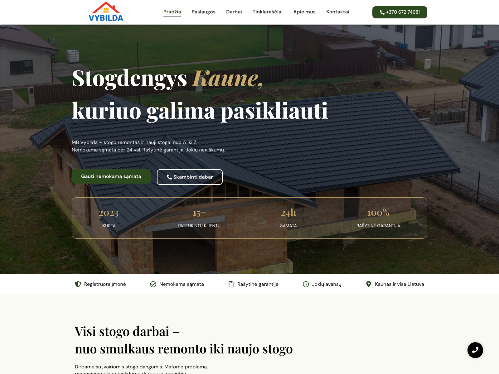 Vybilda stogdengių įmonės svetainė – stogo remontas ir nauji stogai Kaune
